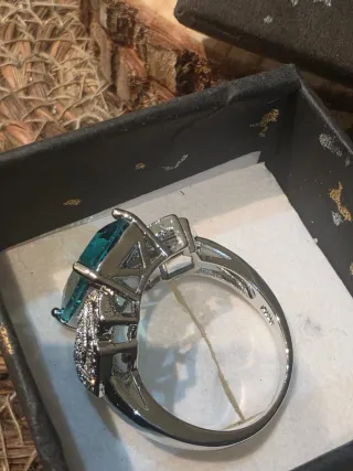 Anillo Cóctel Plata Circonita Azul
