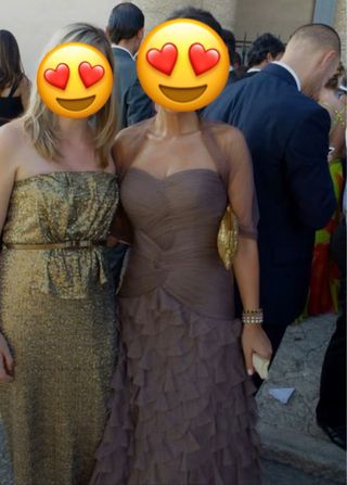 Vestido fiesta Pronovias lila con chal