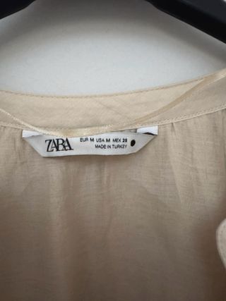 Camisa Zara manga larga cremallera beige M