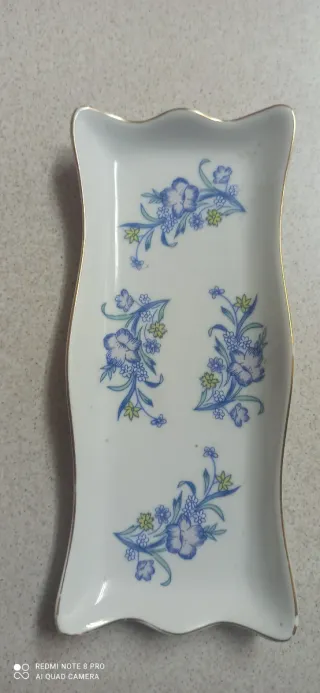 Bandeja porcelana flores azul y blanco