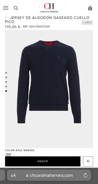 Jersey Vneck Algodón Gaseado Azul Carolina Herrera