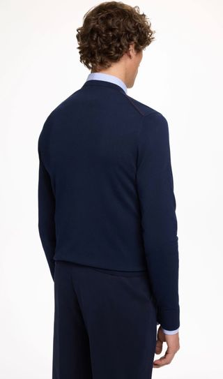 Jersey Vneck Algodón Gaseado Azul Carolina Herrera