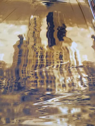 Tessuto stampa grattacieli astratta