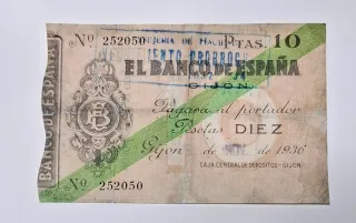 10 Pesetas 1936 Gijon Serie 2520