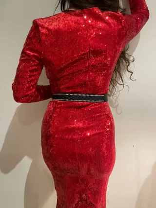 Vestido de fiesta lentejuelas rojo