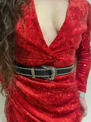 Vestido de fiesta lentejuelas rojo