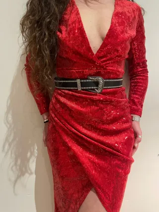 Vestido de fiesta lentejuelas rojo