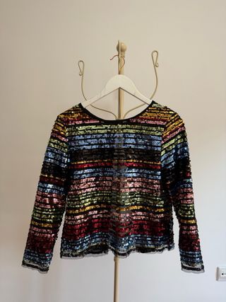 Camisa lentejuelas multicolor rayas