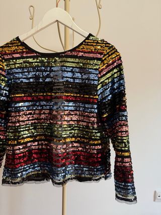 Camisa lentejuelas multicolor rayas