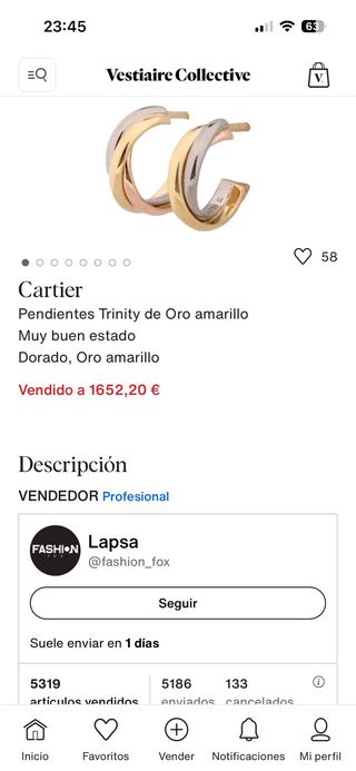 Pendientes Cartier Trinity Oro Tricolor