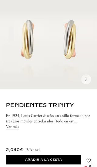 Pendientes Cartier Trinity Oro Tricolor