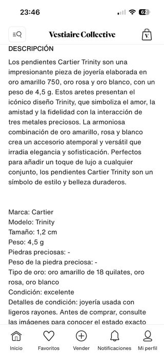Pendientes Cartier Trinity Oro Tricolor