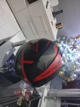 Casco Moto Talla S Negro/Rojo