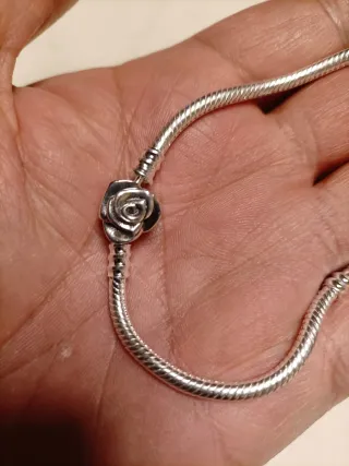 Pulsera Plata Ley 925 Sello Cierre Seguridad Rosa