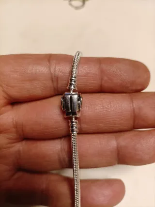 Pulsera Plata Ley 925 Sello Cierre Seguridad Rosa