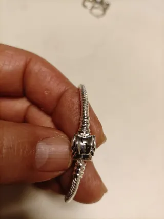 Pulsera Plata Ley 925 Sello Cierre Seguridad Rosa