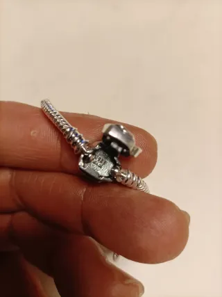 Pulsera Plata Ley 925 Sello Cierre Seguridad Rosa