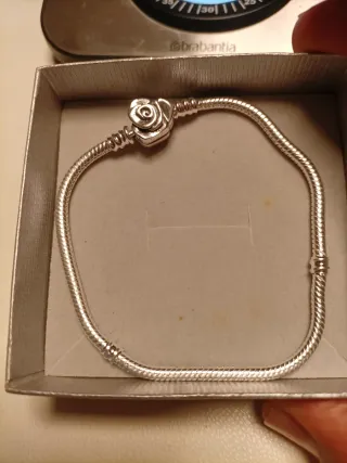 Pulsera Plata Ley 925 Sello Cierre Seguridad Rosa