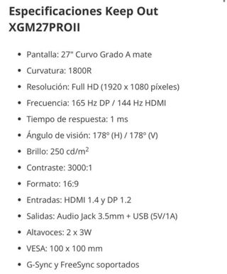 Monitor Curvo Keep Out 27 Negro/Rojo