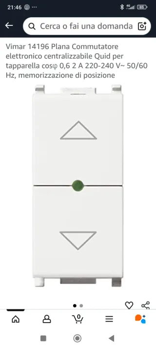 Vimar Plana Commutatore Tapparella 14196