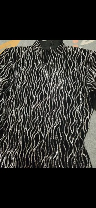 Vestido fiesta negro y plateado