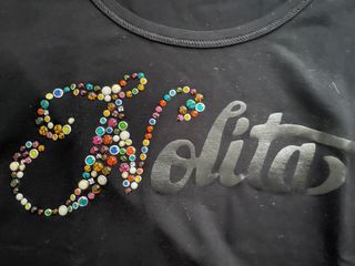 Camiseta Nolita Negra Talla S con Pedrería