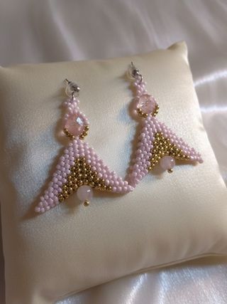 Orecchini handmade Quarzo Rosa Ali D'Angelo Boho