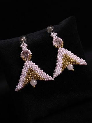 Orecchini handmade Quarzo Rosa Ali D'Angelo Boho