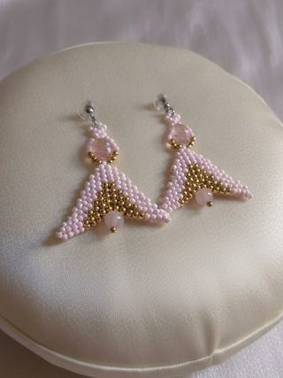 Orecchini handmade Quarzo Rosa Ali D'Angelo Boho