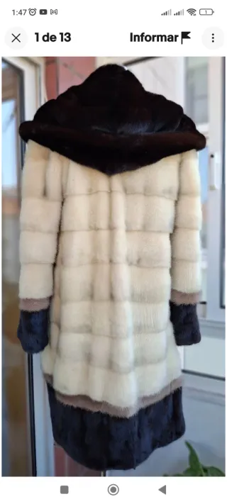 Abrigo de pelo gris y blanco