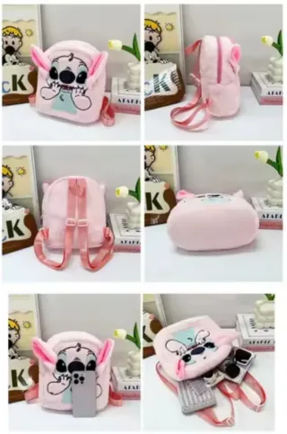 Original pequeña mochila peluche de Stitch,rosa.