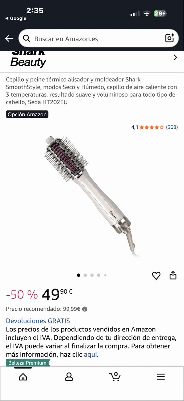 Spazzola e pettine termico Shark SmoothStyle a secco e umido