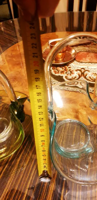 2 centro de mesa cesta cristal verde y transparent