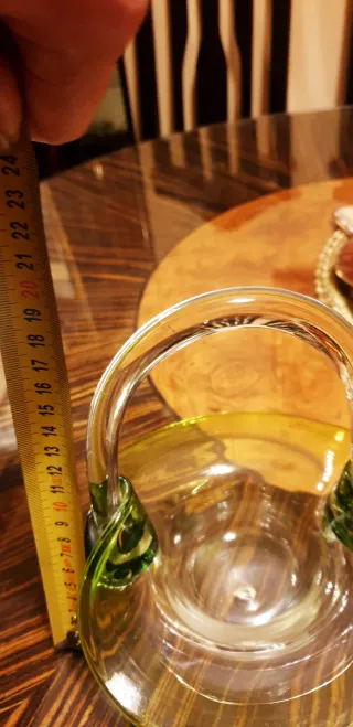 2 centro de mesa cesta cristal verde y transparent