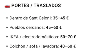 Portes y mudanzas pequeñas – Sant Celoni y alreded