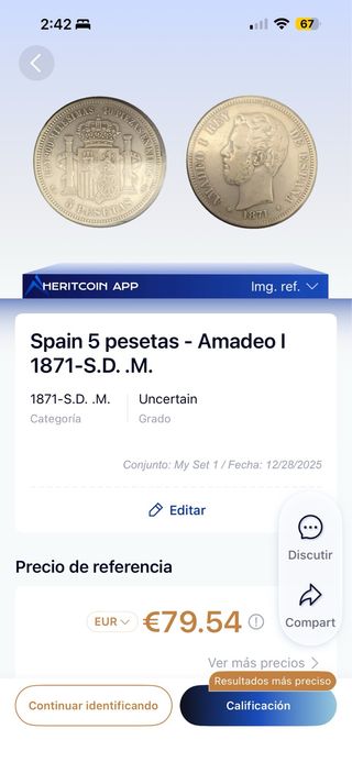España 5 pesetas Amadeo I 1871