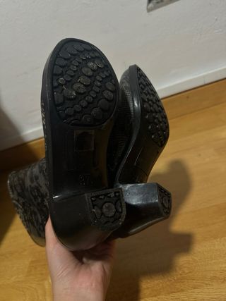 Botas de agua tacón estampado encaje