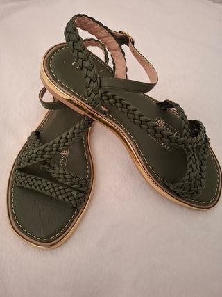Sandalias Calzados Frattini Verdes y Doradas