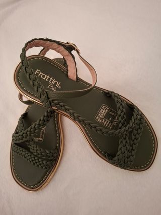 Sandalias Calzados Frattini Verdes y Doradas