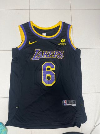 Camiseta Lakers #6 Negra Morada