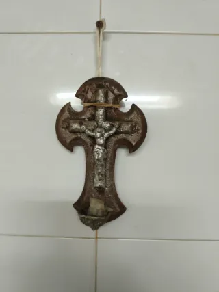 Antigua Cruz Cristo Metal Plateado