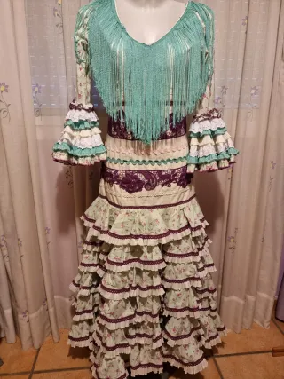 Vestido Flamenca Verde y Morado