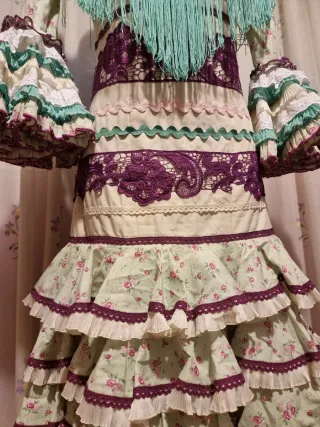 Vestido Flamenca Verde y Morado