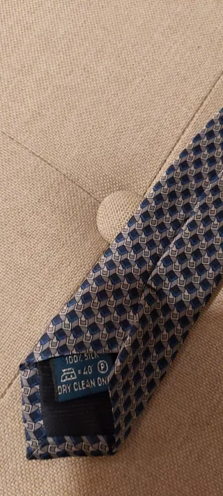 Corbata Cortefiel Seda Natural Azul y Gris