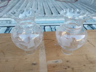 Coppia vetri molati con decoro floreale