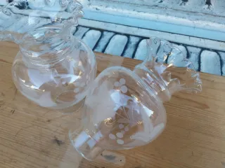 Coppia vetri molati con decoro floreale