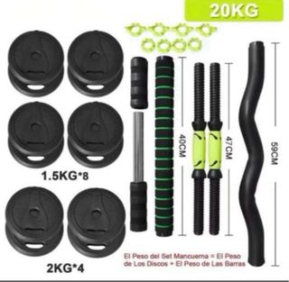 Set Mancuernas Ajustables 20kg Verdes