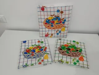 Set 3 Strofinacci Asciugamani Cucina Cotone