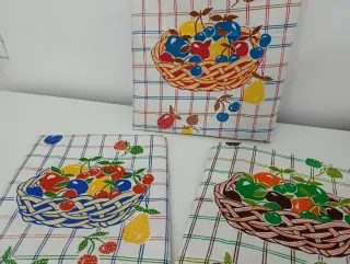 Set 3 Strofinacci Asciugamani Cucina Cotone