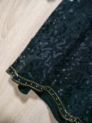 Vestido fiesta lentejuelas negro y dorado